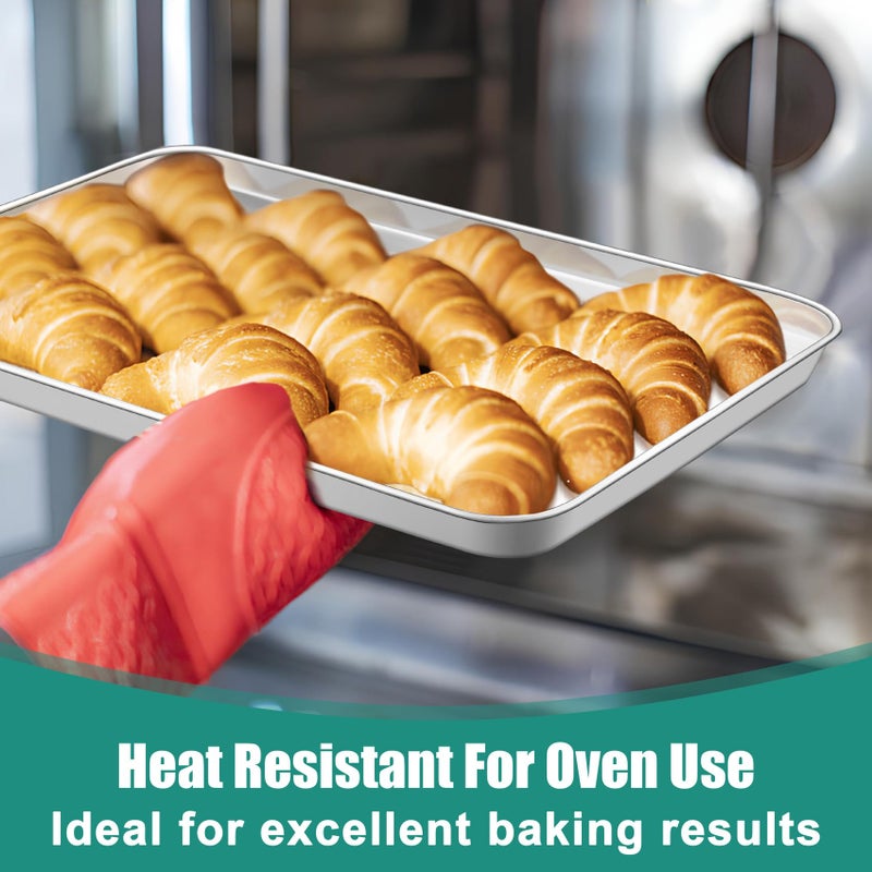 TeamFar Baking Sheet Set of 3, 16/12.5/9.3 Inch Stainless Steel Cookie Sheets Baking Pans, Metal Oven Baking Tray for Cooking Roasting Serving, Non-Toxic & Mirror Finish & Dishwasher Safe - Image 5
